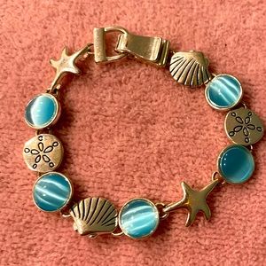 Silver and teal blue beachy bracelet